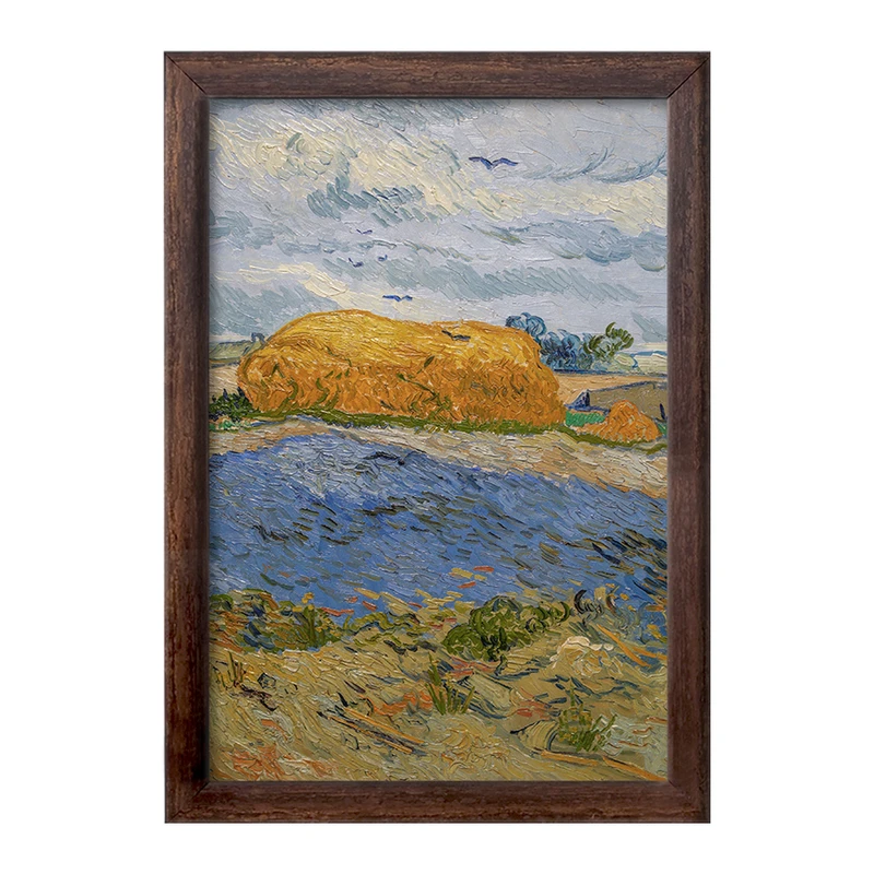 تابلو خندالو طرح انبار کاه زیر آسمان بارانی ونسان ونگوگ (Van Gogh) کد 36791