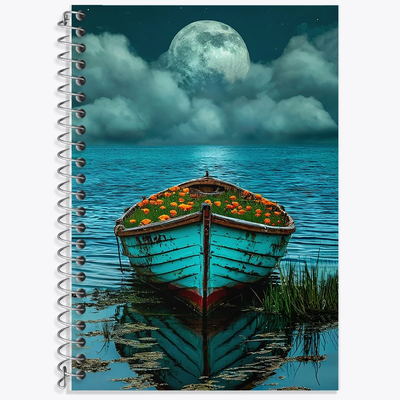 دفتر نت موسیقی 50 برگ خندالو طرح قایق گل و دریا کد F12805