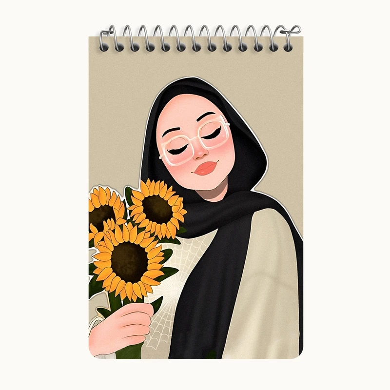دفتر یادداشت 50 برگ خندالو طرح دخترانه با حجاب کد F7650