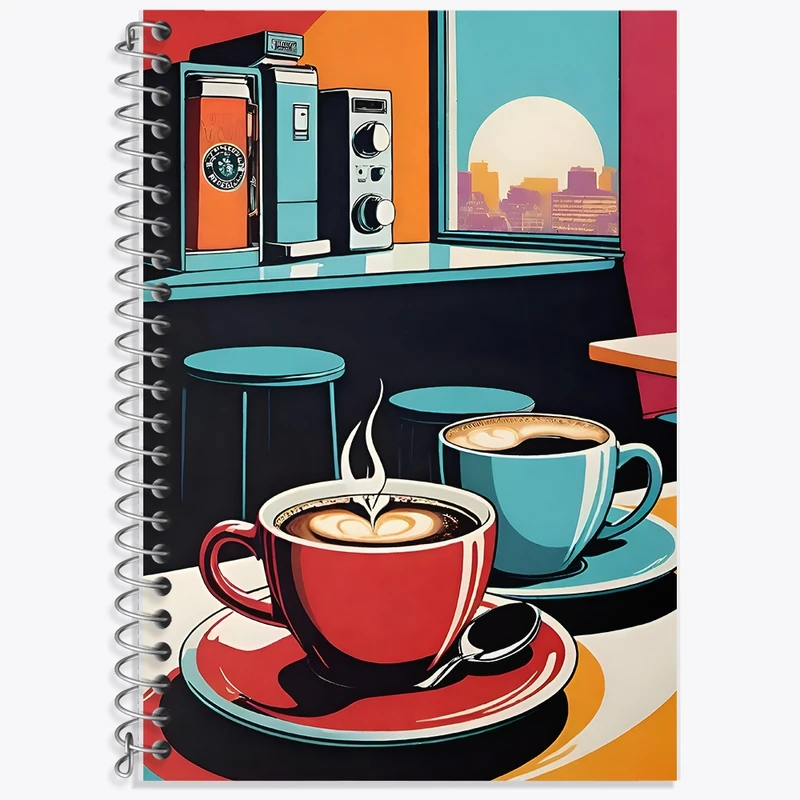 دفتر زبان 50 برگ خندالو مدل سه خط طرح قهوه (Coffee) کد F10399