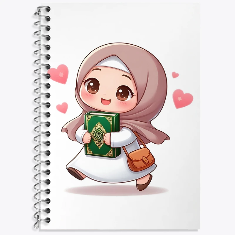 دفتر نت موسیقی 50 برگ خندالو طرح دخترانه با حجاب کد F3773