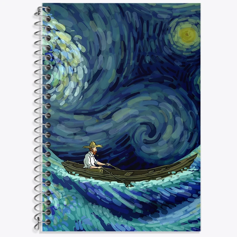 دفتر زبان دوخط 50 برگ خندالو طرح ونسان ونگوگ کد F8809