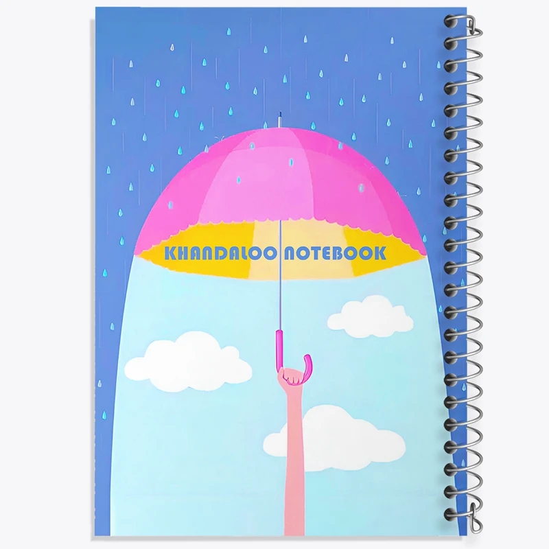 دفتر ژورنال نویسی 50 برگ خندالو مدل نقطه ای طرح چتر و باران کد N6322