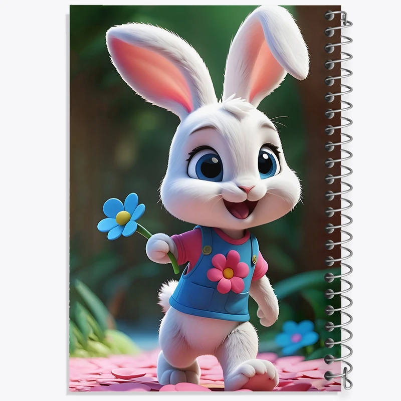 دفتر ژورنال نویسی 50 برگ خندالو مدل نقطه ای طرح خرگوش بامزه کد F8581