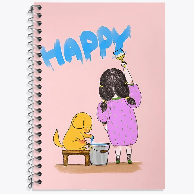 دفتر زبان 50 برگ خندالو مدل دو خط طرح دخترانه کیوت کد N7364