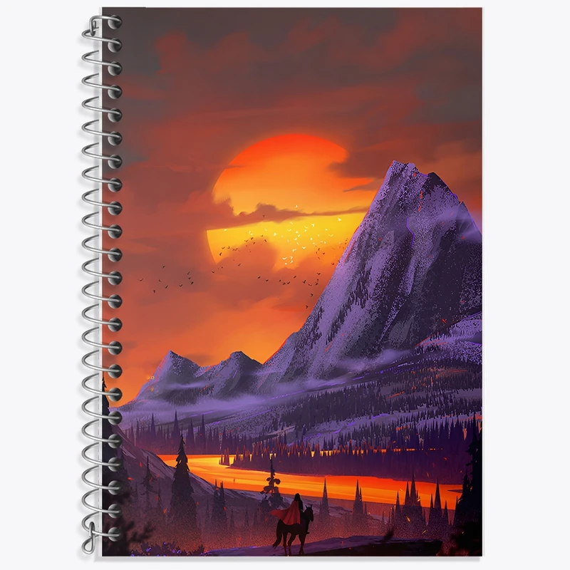 دفتر زبان 50 برگ خندالو مدل سه خط طرح منظره برفی و غروب کد F12563