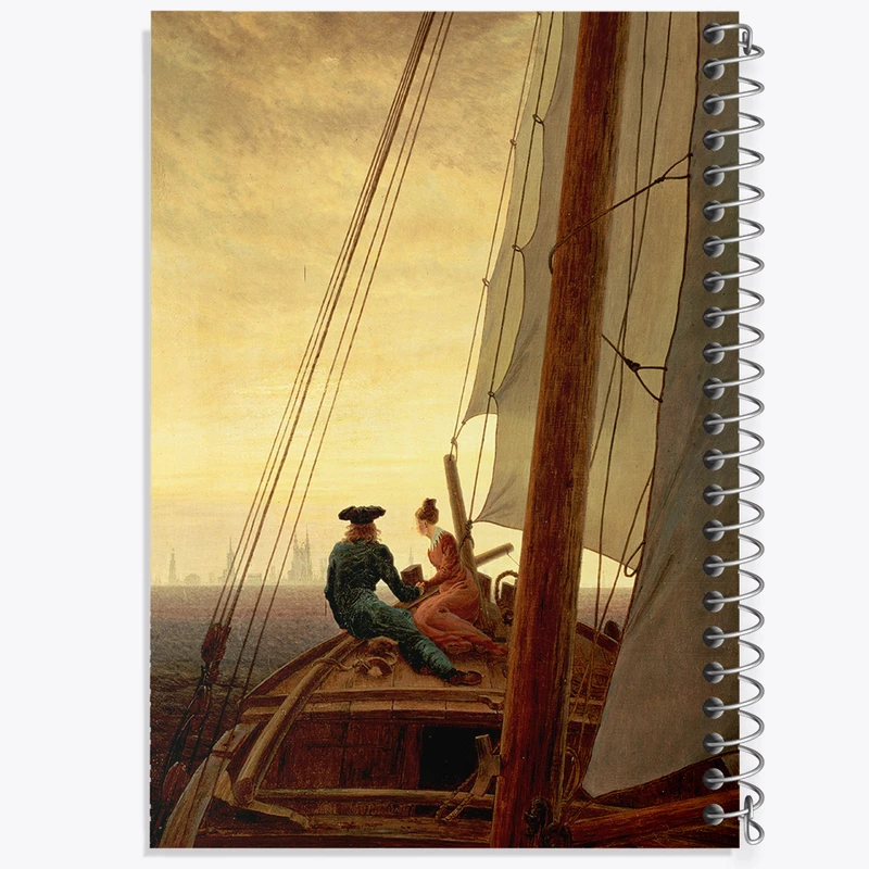 دفتر مشق 50 برگ خندالو طرح نقاشی سوار بر قایق بادبانی اثر کاسپار دیوید فردریش کد F12497