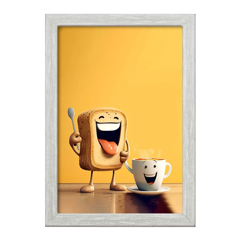 تابلو خندالو طرح نان تست و قهوه ی کیوت کد F5924