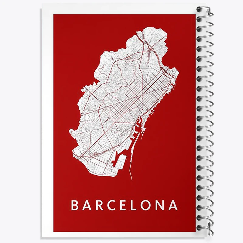 دفتر مشق 100 برگ خندالو طرح نقشه بارسلونا کد F11955
