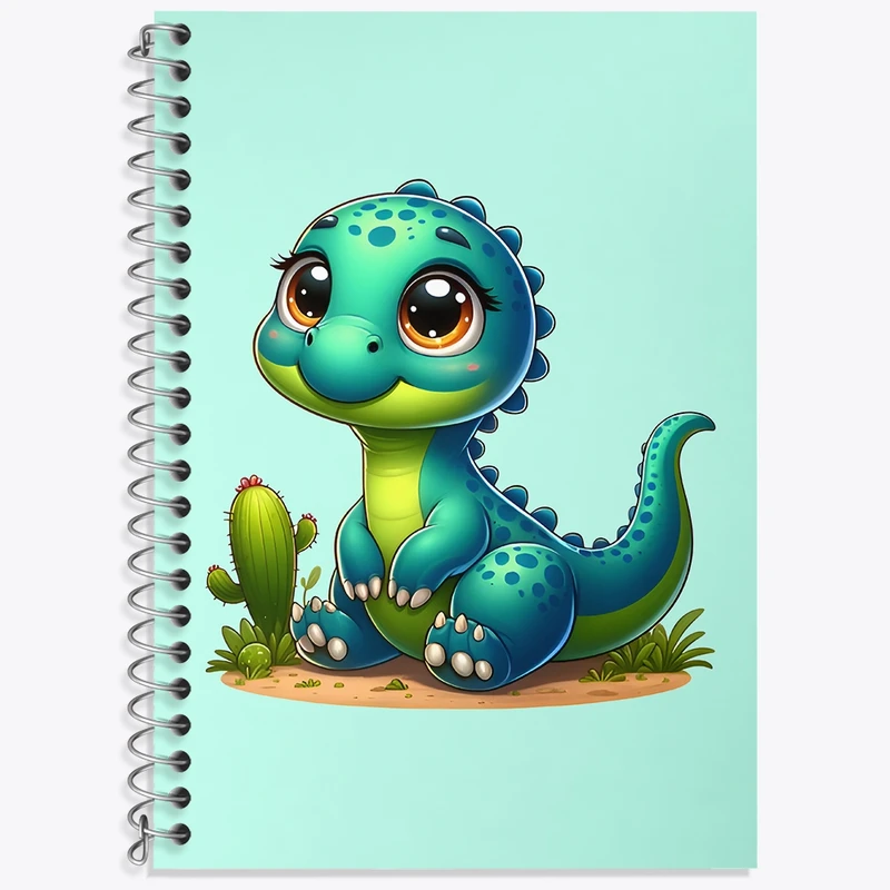 دفتر زبان 50 برگ خندالو مدل سه خط طرح دایناسور بامزه کد N6459