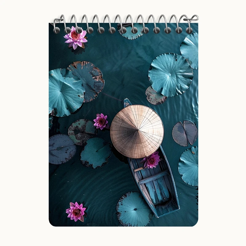 دفتر یادداشت 50 برگ خندالو طرح قایق و برکه نیلوفر کد N7487