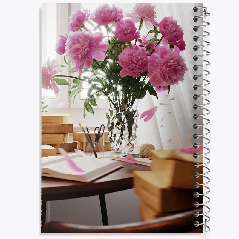 دفتر طراحی 50 برگ خندالو طرح گل و کتاب کد F530