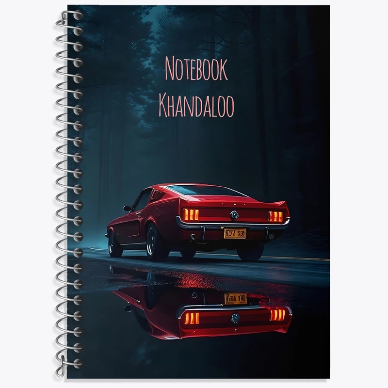 دفتر زبان 50 برگ خندالو مدل سه خط طرح ماشین اسپرت (Red Mustang) کد N7519