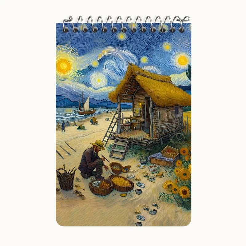 دفتر یادداشت 50 برگ خندالو طرح ونسان ونگوگ کد F8779