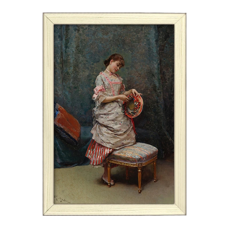 تابلو خندالو طرح نقاشی الین کلاه در دست دارد اثر رایموندو د مادرازو و گرتا کد F12412