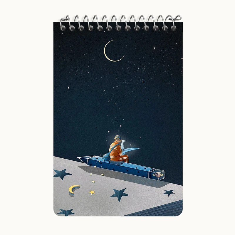 دفتر یادداشت 50 برگ خندالو طرح فضایی کد F6427