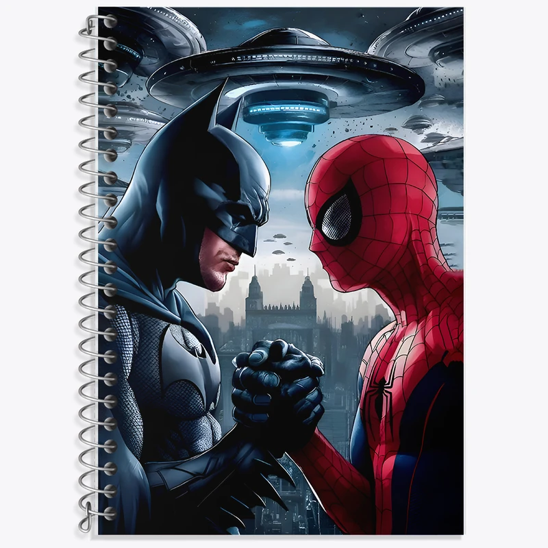 دفتر زبان دوخط 50 برگ خندالو طرح مرد عنکبوتی و بتمن کد F9123