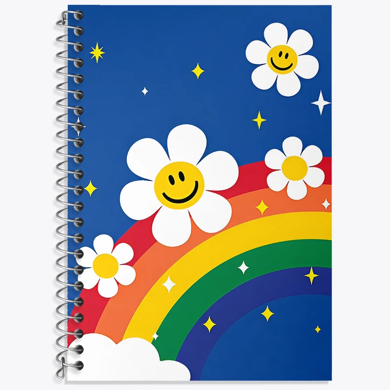 دفتر نت موسیقی 50 برگ خندالو طرح گل و رنگین کمان کد N7222