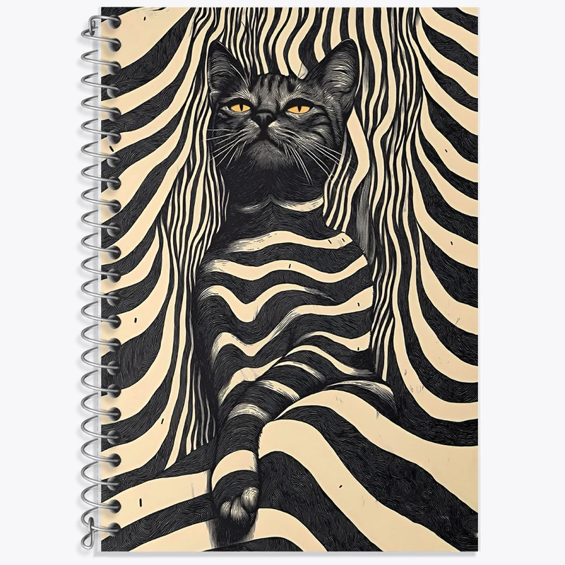 دفتر زبان 50 برگ خندالو مدل دو خط طرح گربه سیاه کد F10849