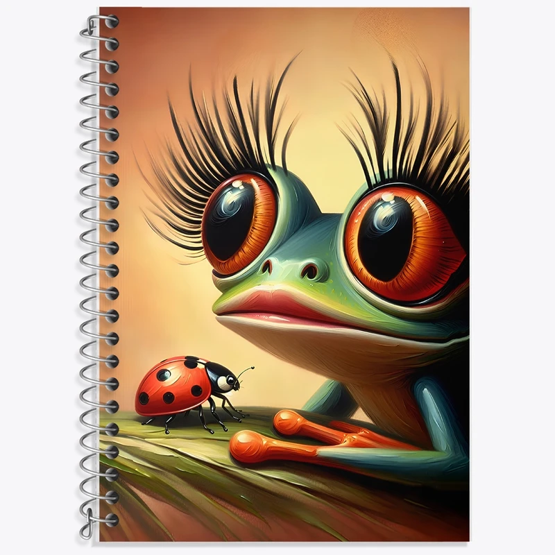 دفتر زبان 50 برگ خندالو مدل سه خط طرح قورباغه و کفشدوزک کد F11618