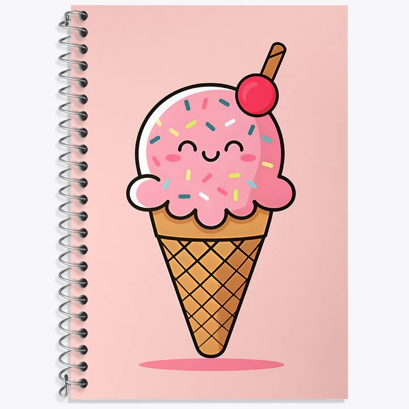 دفتر زبان 50 برگ خندالو مدل سه خط طرح بستنی کیوت کد N6733