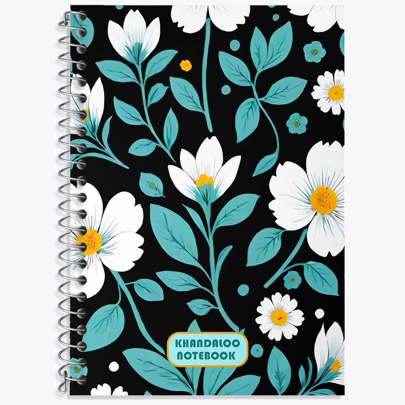 دفتر زبان 50 برگ خندالو مدل سه خط طرح پترن گل گلی کد N6088