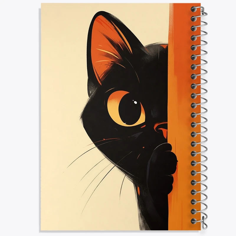 دفتر طراحی 50 برگ خندالو طرح گربه سیاه بامزه کد N1872