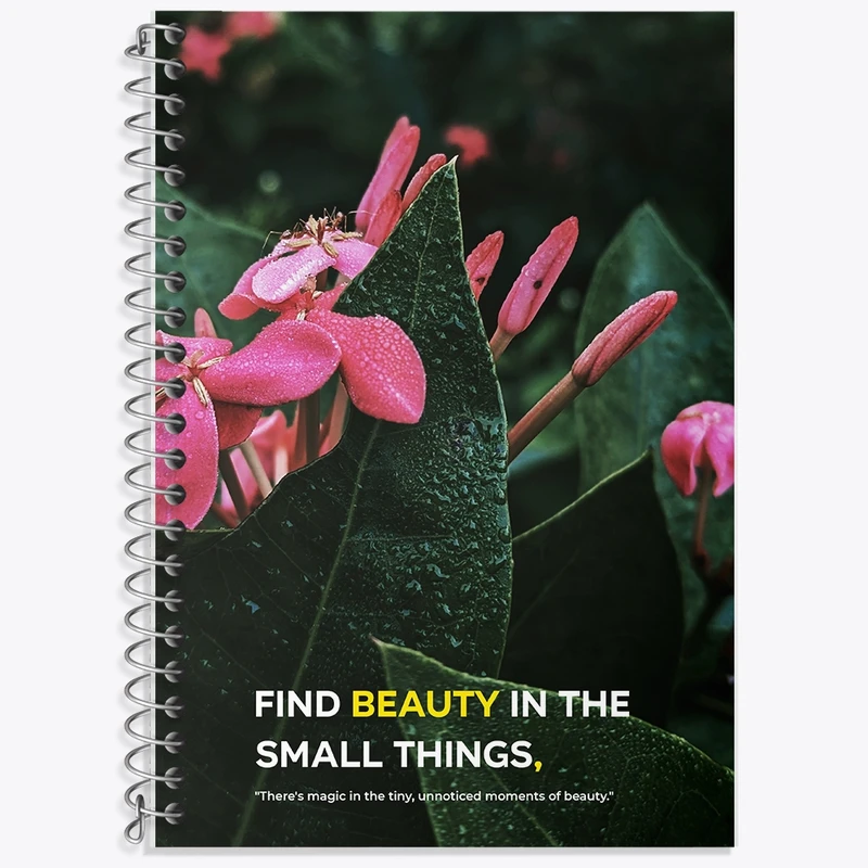 دفتر زبان 50 برگ خندالو مدل سه خط طرح Find Beauty In The Small Things کد F13651