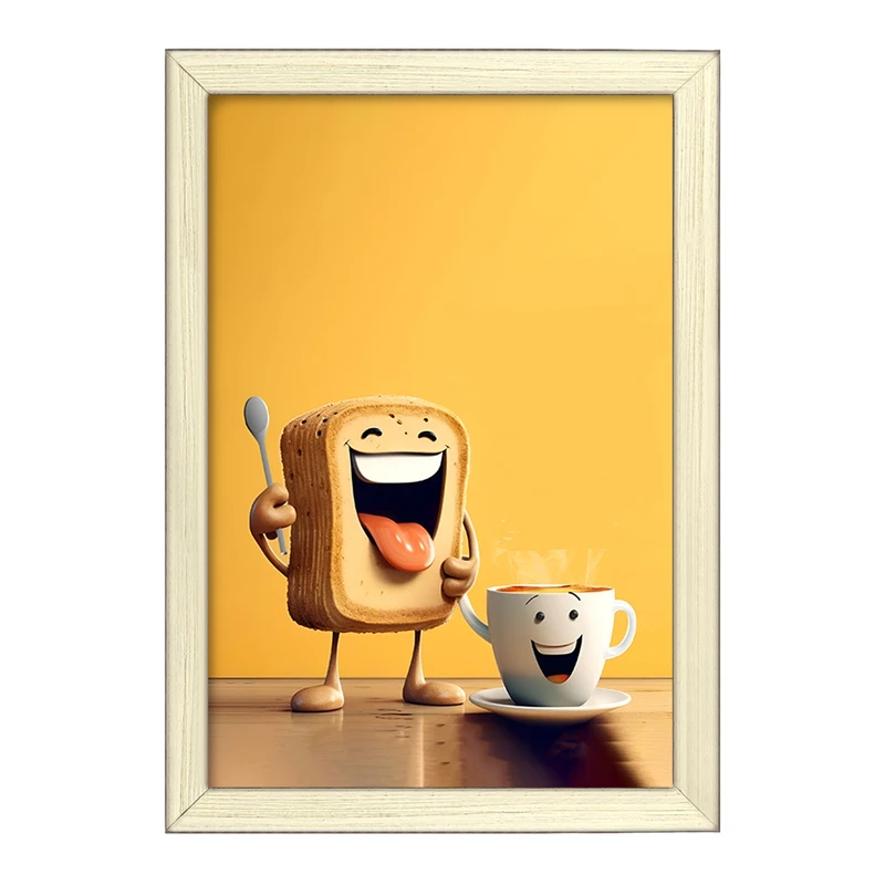 تابلو خندالو طرح نان تست و قهوه ی کیوت کد F5924