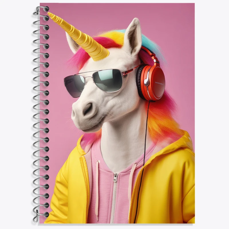 دفتر زبان دوخط 50 برگ خندالو طرح اسب تک شاخ بامزه کد F3231