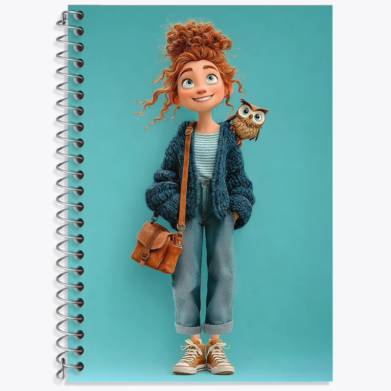 دفتر زبان 50 برگ خندالو مدل دو خط طرح دخترانه بامزه کد N8367