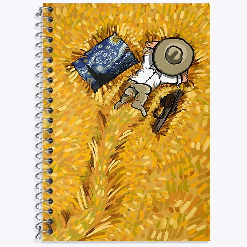 دفتر زبان 50 برگ خندالو مدل سه خط طرح ونسان ونگوگ کد F3926