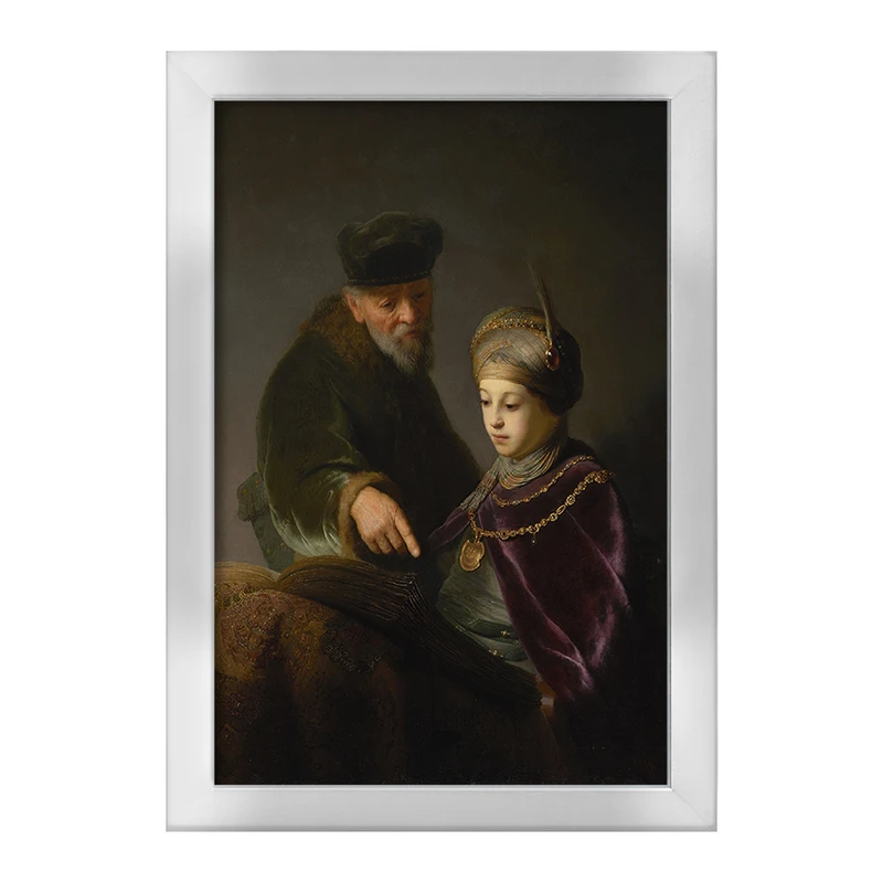 تابلو خندالو طرح نقاشی یک محقق جوان و معلم او اثر رمبرانت کد F12161