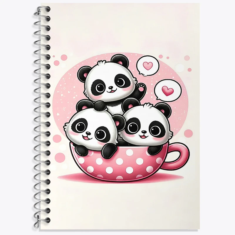 دفتر زبان دوخط 50 برگ خندالو طرح پاندای کیوت کد F4246