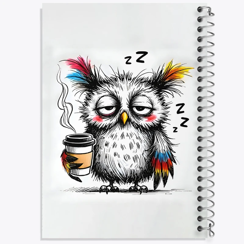 دفتر طراحی 50 برگ خندالو طرح جغد خسته کد N6776