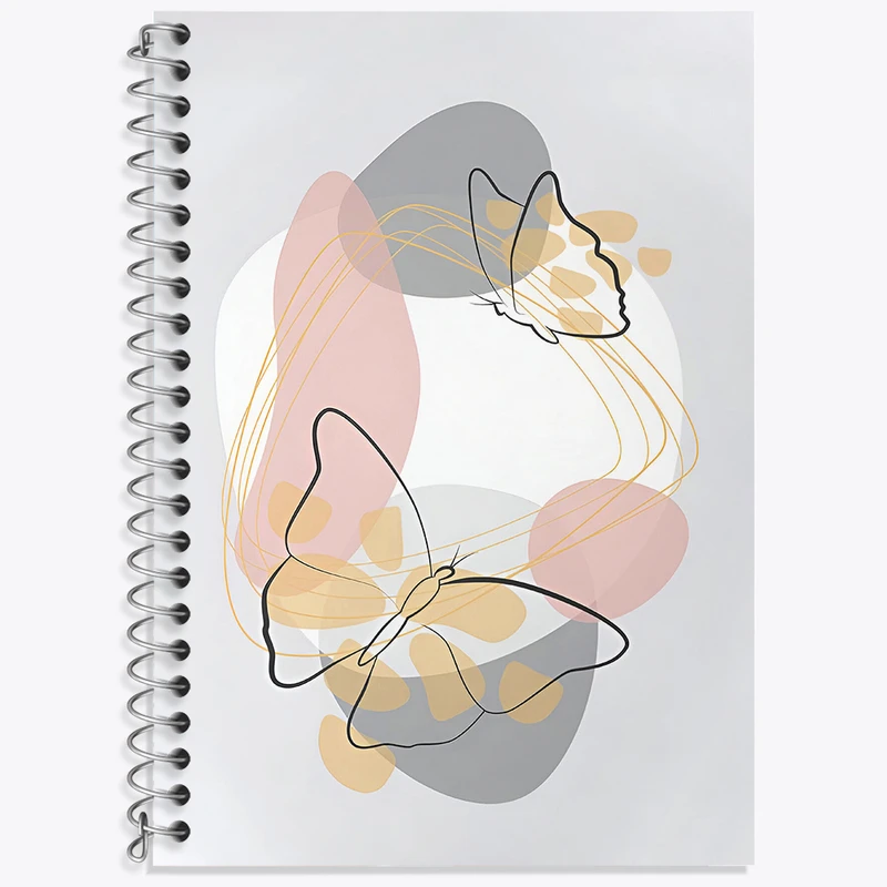 دفتر زبان دوخط 50 برگ خندالو طرح پروانه مینیمال کد F4203