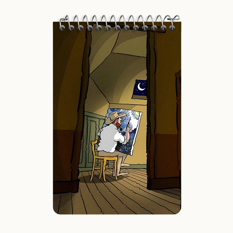 دفتر یادداشت 50 برگ خندالو طرح ونسان ونگوگ کد F8796