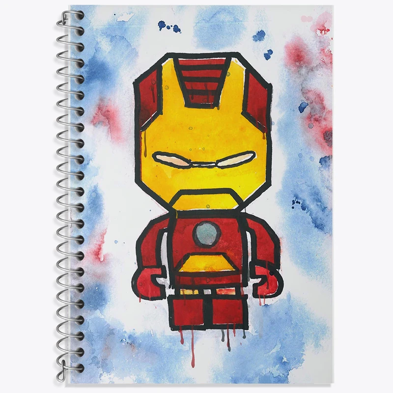 دفتر زبان دوخط 50 برگ خندالو طرح مرد آهنی مارول (Marvel) کد F11349