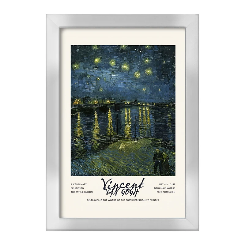 تابلو خندالو طرح شب پرستاره برفراز رن ونسان ونگوگ کد F13889