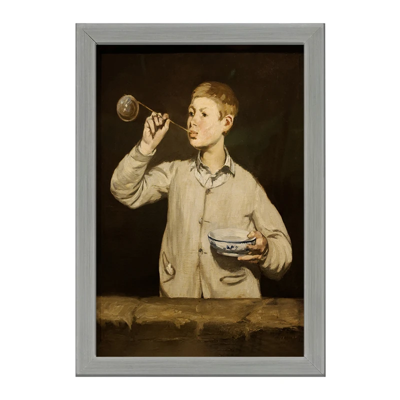 تابلو خندالو طرح نقاشی پسرک حباب می‌سازد اثر ادوار مانه کد F12418