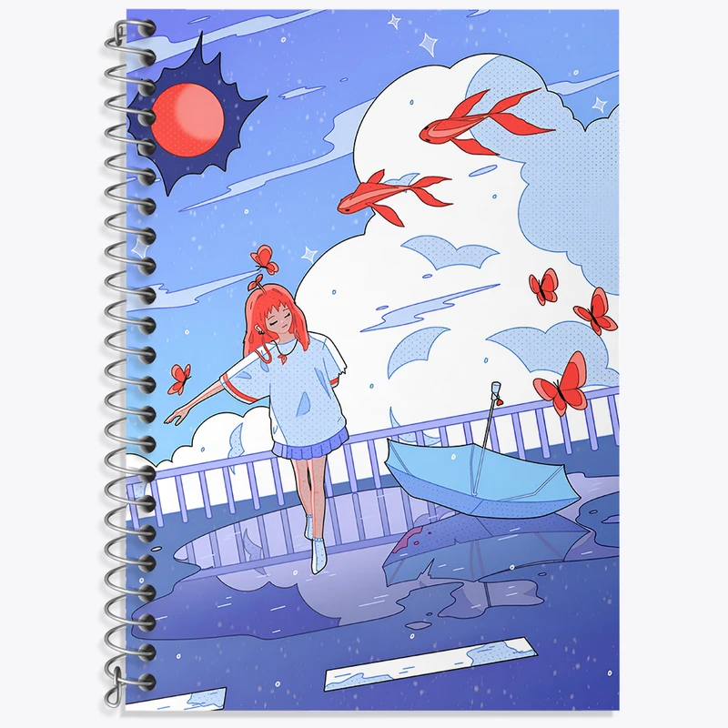 دفتر زبان 50 برگ خندالو مدل دو خط طرح دخترانه فانتزی کد N8193