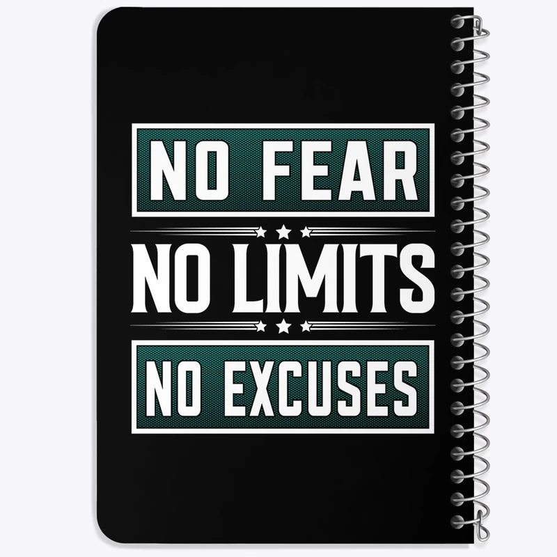 دفتر یادداشت 50 برگ خندالو طرح No Fear No Limits No Excuses کد F1053