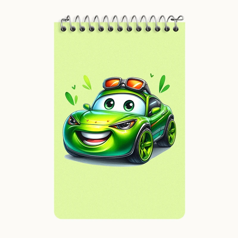 دفتر یادداشت 50 برگ خندالو طرح ماشین سبز کیوت کد F7980