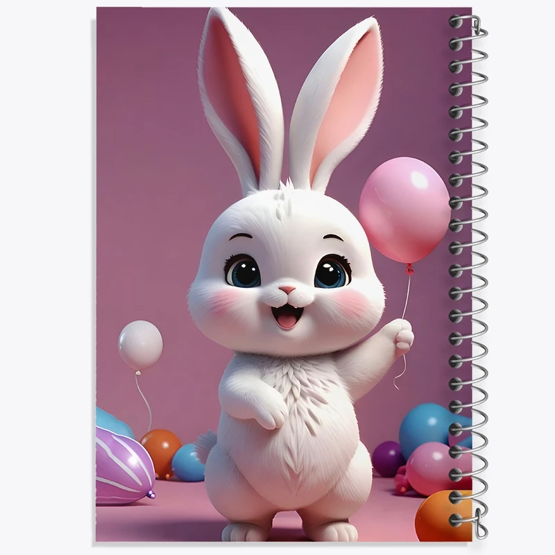 دفتر ژورنال نویسی 50 برگ خندالو مدل نقطه ای طرح خرگوش بامزه کد F8584