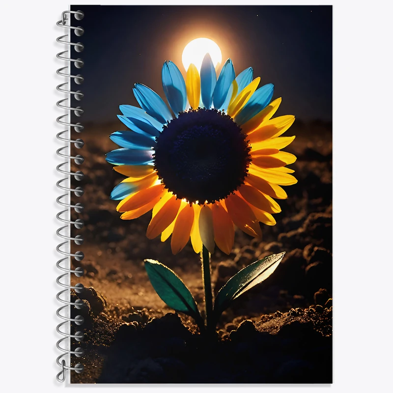 دفتر زبان دوخط 50 برگ خندالو طرح گل آفتابگردان کد F8978