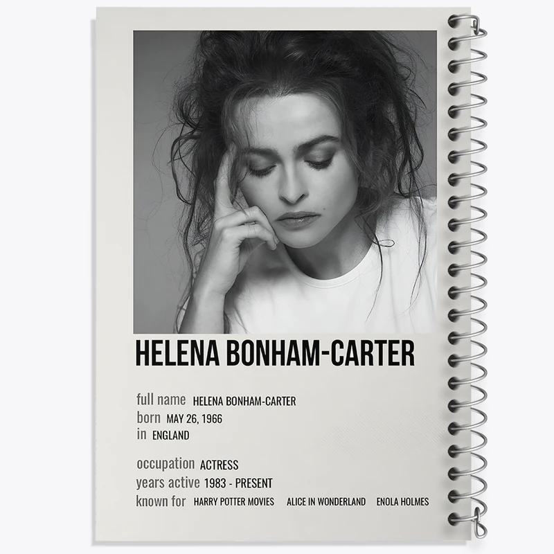 دفتر ژورنال نویسی 50 برگ خندالو مدل نقطه ای طرح هلنا بونهام کارتر (Helena Bonham Carter) کد F13150
