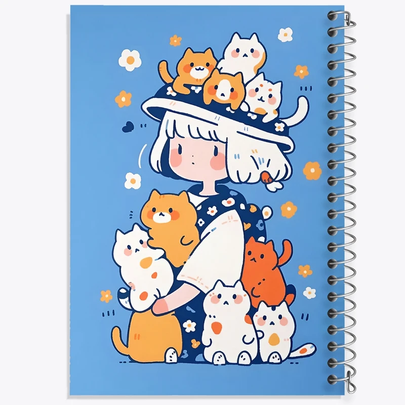 دفتر طراحی 50 برگ خندالو طرح دختر و گربه کد F3834