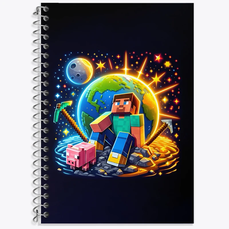 دفتر زبان 50 برگ خندالو مدل دو خط طرح ماینکرافت (Minecraft) کد F12060