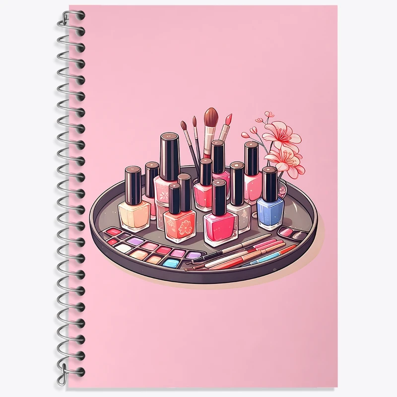 دفتر زبان 50 برگ خندالو مدل سه خط طرح لاک و لوازم آرایش کد F3636