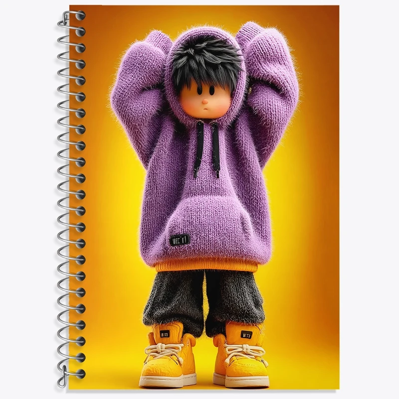 دفتر زبان 50 برگ خندالو مدل سه خط طرح دخترانه بامزه کد N8372